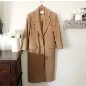 Talbots full length / long 2 button camel pea coat size 8
